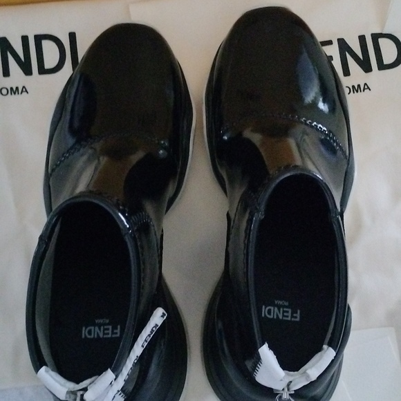 Fendi Black Glossed Neoprene Zip Sneakers Size 5.5/36 - Picture 10 of 16